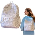 thumbnail image 2 of Floral Print Backpack, Trendy Lightweight Breathable Casual Polyester Daypack, Adjustable Comfortable Durable Multi-Pocket Floral Backpack for Travel, Work, Gym, Everyday Carry, Outdoor Activities, 2 of 7