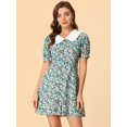 thumbnail image 2 of INSPIRE CHIC Robe-Chemise Courte à Manches Courtes pour Femmes, Coupe Évasée, Col Contrastant, 2 of 5