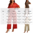 thumbnail image 3 of IUYRTFE Women Short Sleeve Button Down Shirt and Wide Leg Pants Set with Pockets Casual 2 Piece Outfit, 3 of 7