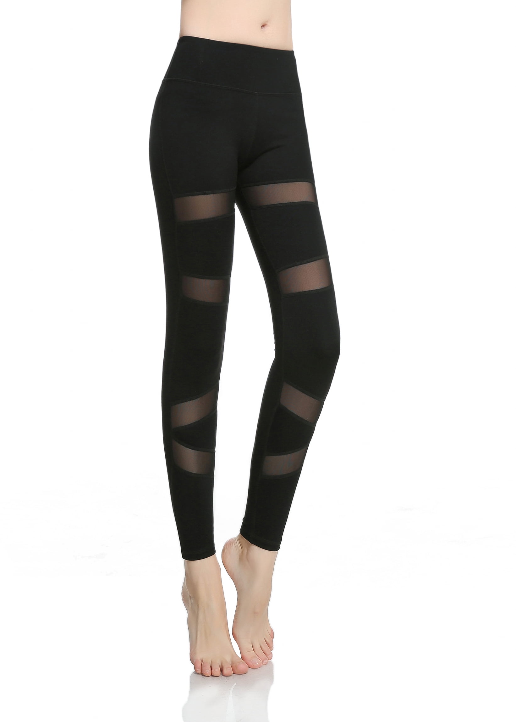 Girls Junior Womens Mesh Panel Insert Compression Tights Active Stretch Fitness Yoga Pants Leggings