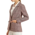 thumbnail image 5 of MODA NOVA Juniors Notched Lapel One Button Hip Length Houndstooth Blazer, 5 of 7