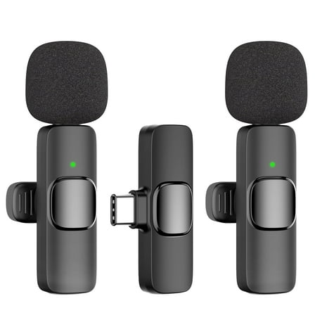 Oraolo USB-C Mini Wireless Lavalier Microphone, 2 Pack Professional Lapel Mics for Recording, Clip-on Mic with Noise Reduction, Lav Mic for Interview TikTok Vlog YouTube