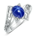 thumbnail image 3 of RYLOS Rings for Women Sterling Silver Greek Key Designer Ring 9X7MM Gemstone & Diamond Ring September Blue Star Sapphire Jewelry Size 9, 3 of 7