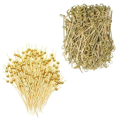 

AAOMASSR 300 PCS Cocktail Picks Fancy Cocktail Toothpicks for Appetizers Picks Handmade Bamboo Cocktail Skewers for Appetizers Fruit Party Gold Pearl Food Picks 4.7 Inches