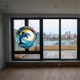 thumbnail image 4 of Dolphin Stained Acrylic Window Hanging Ornament, Ocean Themed Decor Hanging with Chain,for Indoor Outdoor Decor,(11.8In), 4 of 5