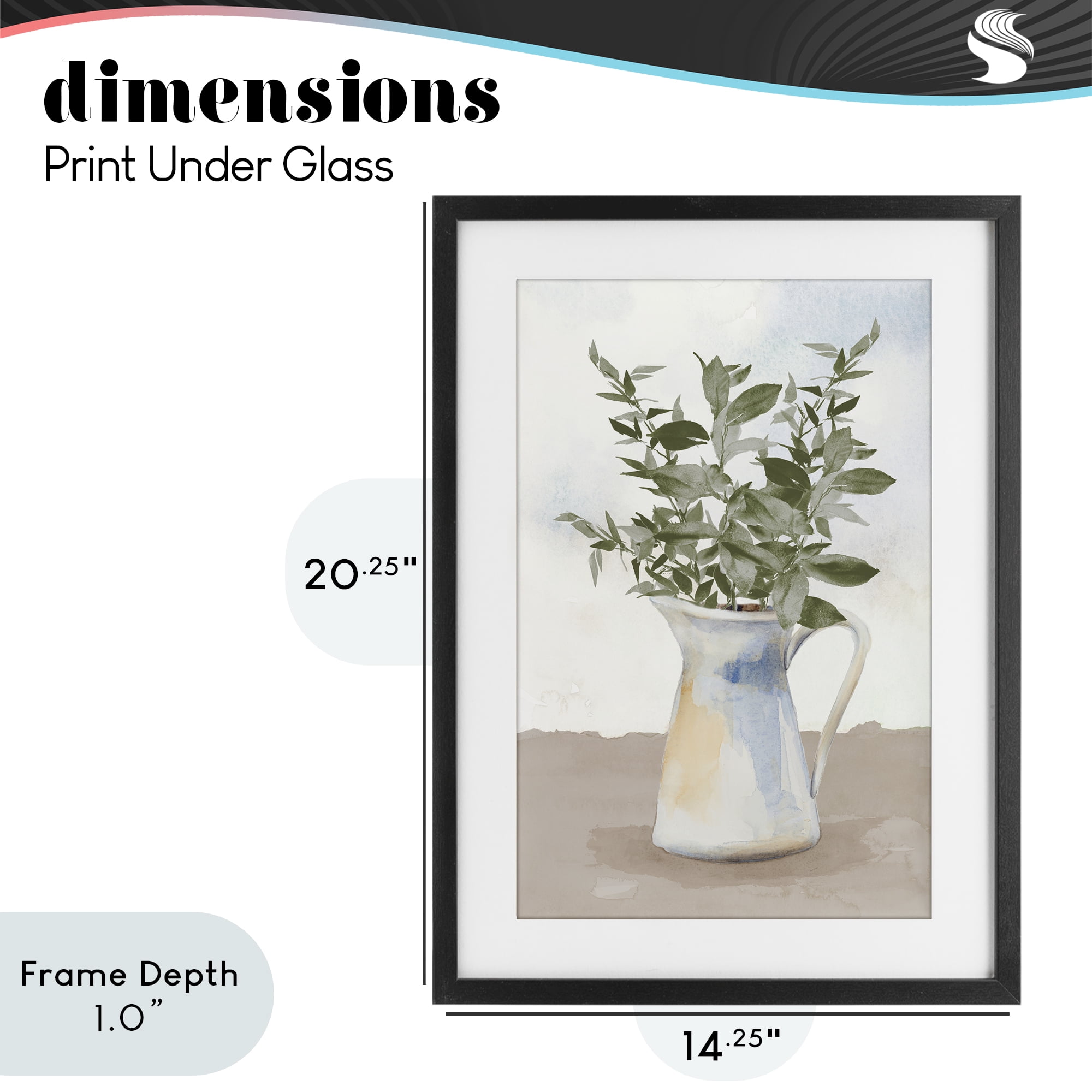 Stupell Industries Eucalyptus Botanicals Vase Black Framed Print Under Glass, design by Lanie Loreth