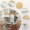 thumbnail image 5 of PulseFay Kitchen Island with Storage, 31.5" D Rolling Kitchen Island Cart on Wheels with Widen Drop Leaf Rubberwood Top, Large Mobile Kitchen Islands with Trash Can Storage and Towel Bar, White, 5 of 7