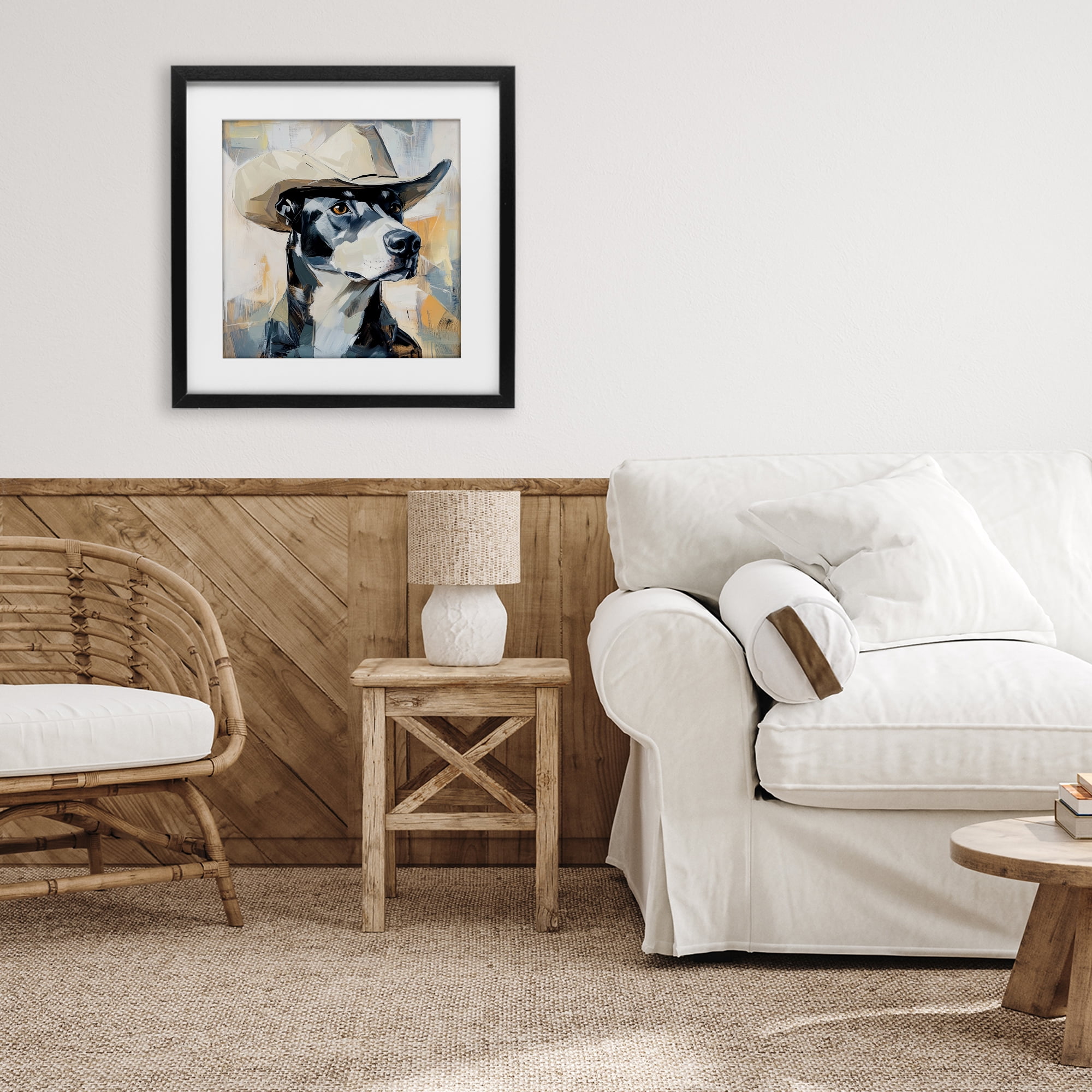 Stupell Industries Deputy Dog Cowboy Hat Black Framed Print Under Glass, design by Tina LeCour