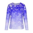 thumbnail image 4 of Womens Vintage Christmas Sweatshirt Trendy Versatile Round-Neck Long Sleeve Xmas Snowflakes Print Loose Fit T- Shirt Pullover Tops Blue L, 4 of 5