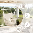 thumbnail image 5 of Large Hammock Chair Swing, Relax Hanging Rope Swing Chair with Detachable Metal Support Bar & Two Seat Cushions, Cotton Hammock Chair Swing Seat for Yard Bedroom Patio Porch Indoor Outdoor, 5 of 7