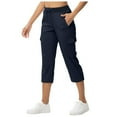 thumbnail image 3 of UJNDER Women's Wide Leg Pants Fashion Drawstring Elastic Work Pants Comfy Straight Leg with Pockets Dark Blue XXXL, 3 of 9
