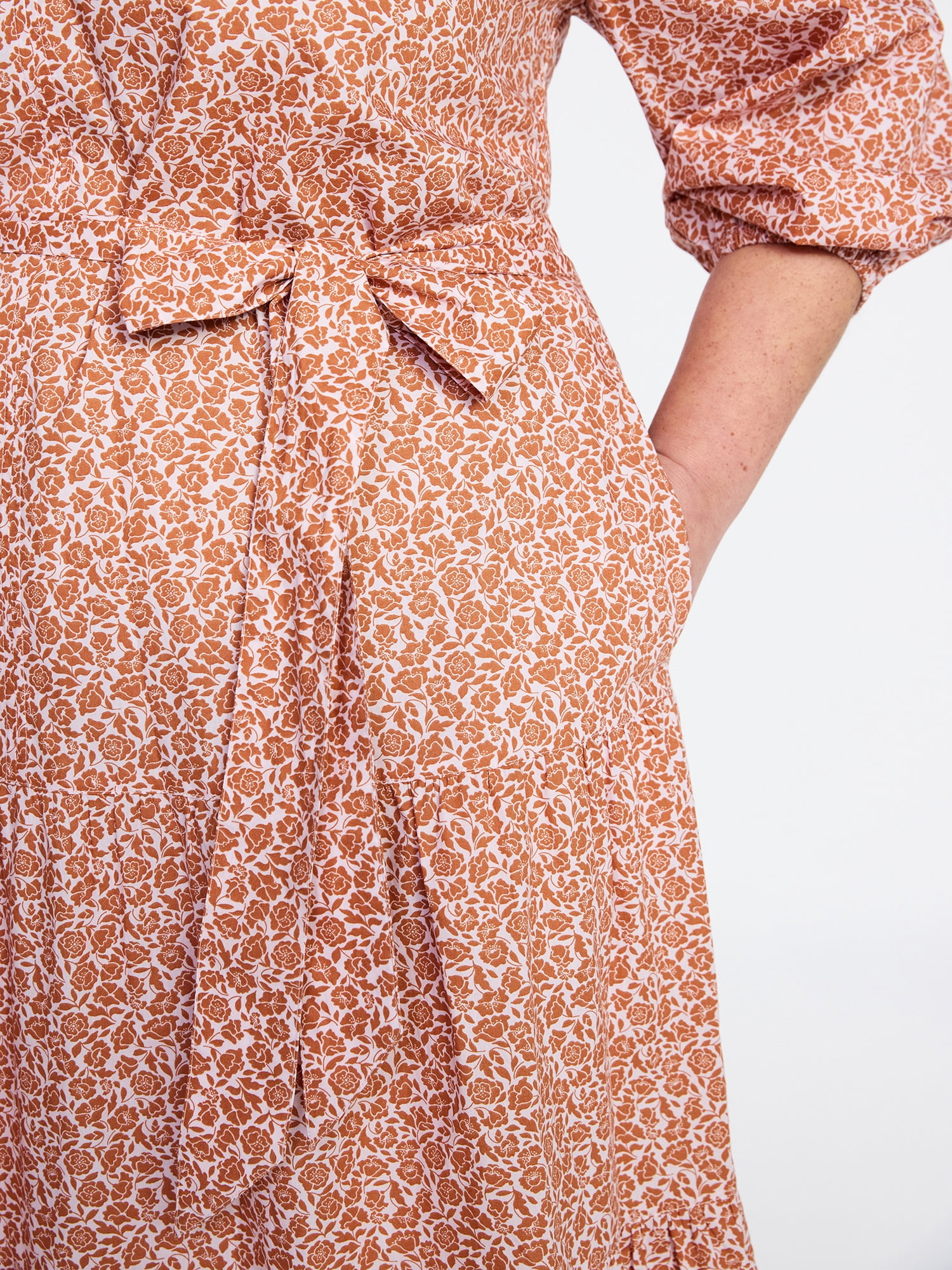 Terra & Sky Women's Plus Size Cinch Waist Midi Dress, Sizes 0X-4X