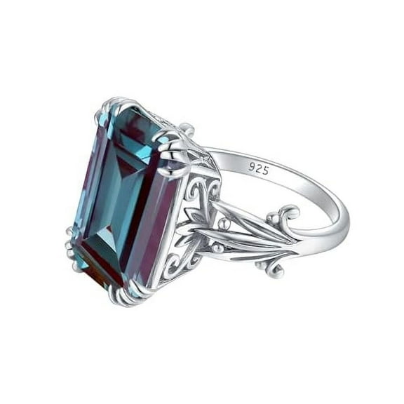 Gems Vibes Color Changing Alexandrite Ring For Women Solid 925 Sterling Silver Handmade Ring June Birthstone Ring Vintage Designer Ring Genuine Gemstone Alexnadrite Ring Love Gift For Her