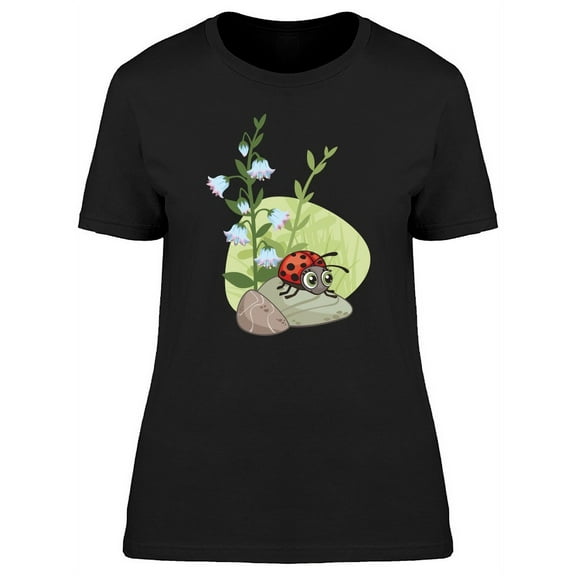 Cute Cartoon Floral Ladybug T-Shirt Women -Image by Shutterstock, Female Medium