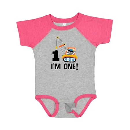 

Inktastic First Birthday Construction Truck 1 Year Old Gift Baby Boy Bodysuit