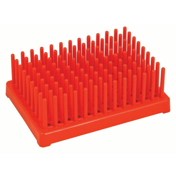 Red Plastic Test Tube Peg Drying Rack Holds 96 13mm Test Tubes Eisco Labs