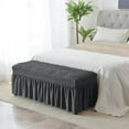 thumbnail image 3 of Long Bench Cover Bench Seat Furniture Protector for Living Room Hotel Decor Dark Gray, 3 of 8