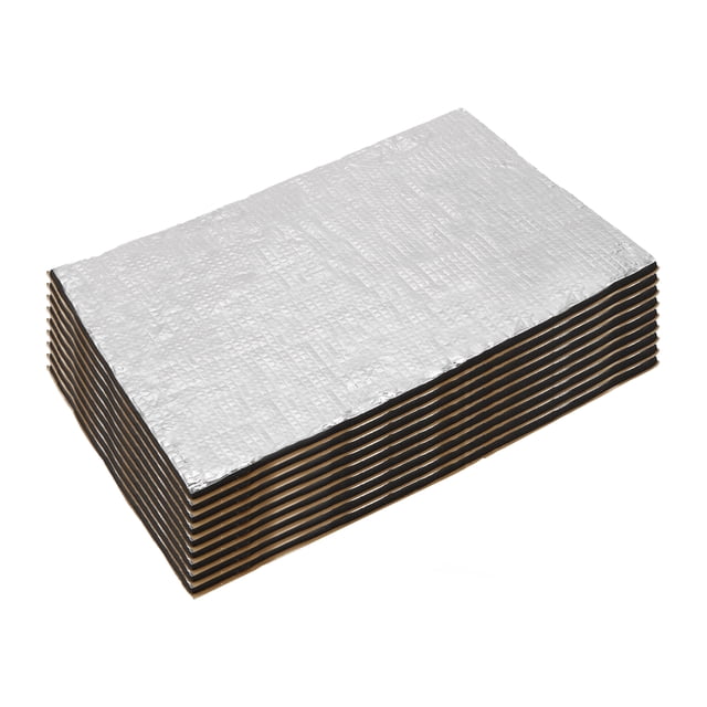Unique Bargains 9 pcs 394mil 10mm 1.62sqft Alfombra de insonorización para coche, material de escudo térmico autoadhesivo para capó, cubierta de motor de barco 19.69"x11.81" Tono plateado