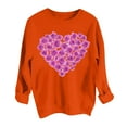 thumbnail image 5 of ibuvkizy Valentine's Day!Womens Sweatshirt Round Neck Lover's Love Print Sweatshirt Long Sleeved Pullover Top/shirt Orange,L, 5 of 6