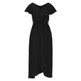 thumbnail image 7 of QLEICOM Womens Short Sleeve High Low V-Neck Flowy Party Long Maxi Dress Summer Bohemian Bandage Swing Long Dress Black L, US Size: 8, 7 of 7