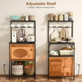 thumbnail image 4 of Kitchen Bakers Rack with Power Outlet, Coffee Bar Table 4 Tiers, Microwave Stand with 8 Hooks, Coffee Station and Organizer, Kitchen Storage Shelves Rack for Spices, Pots, Black, 4 of 17