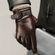 thumbnail image 1 of Guantes de cuero genuino para hombre, otoño e invierno, terciopelo, cálidos, gruesos, para conducir, guantes de piel de oveja con capa superior, 1 of 5