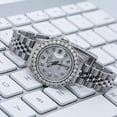thumbnail image 3 of Pre-Owned Rolex Datejust 26MM 69174 Silver Diamond Dial Diamond Bezel Stainless Steel Jubilee Bracelet 0.9ct, 3 of 8
