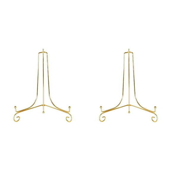 2X Gold Display Stand Bracket Book Holder Photo Pedestal Bowl Dish Frame Picture Plate Rack Easel Storage Decor-15cm