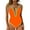Orange, variant on Women One Piece Swimsuit Tummy Control Swimwear Deep V Neck Neon Cute Bathing Suit Back Tie Swim Suits Support Push-Up Bikini Sexy Causal Swimwear 2025 Summer