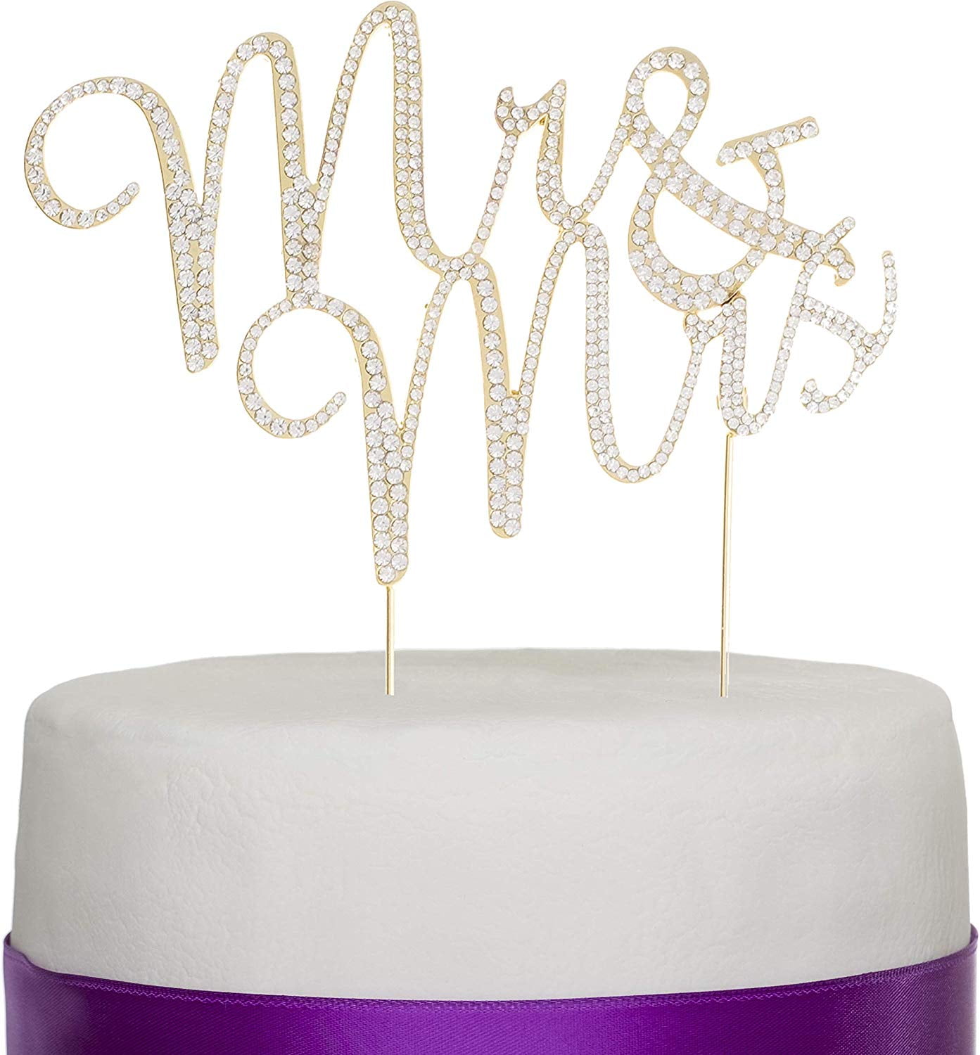 5" Silver Rhinestone Silver Crystal MR & MRS Wedding Anniversary Cake Topper 