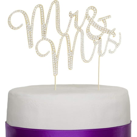 Mr And Mrs Wedding Cake Topper Gold Rhinestone Monogram Decoration