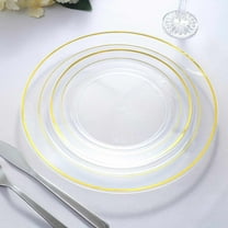 Efavormart 10 Pcs -Clear with Gold 7.5" Round Disposable Plastic Plate for Wedding Party Banquet - Tres Chic Collection