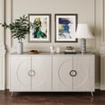 thumbnail image 6 of Modern Lacquered 4 Door Wooden Cabinet Sideboard Buffet Server Cabinet Storage Cabinet, for Living Room, Entryway, Hallway, Office, Kitchen and Dining Room, Champagne Silver, 6 of 9