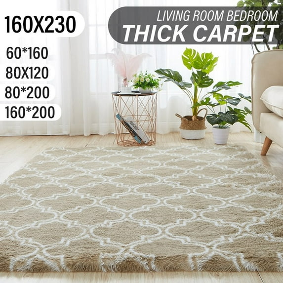 Modern Rectangle Soft Fluffy Floor Rug, Anti-skid Shag Shaggy Area Rug, Living Room Bedroom Dining Room Carpet