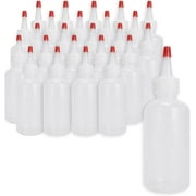 Plastic Boston Round Squeeze Bottles, 4oz/120mL Dropper with Yorker Red Tip Caps, Squirt & Condiment Bottles for Liquids, for Crafting & Paints, Sauces, etc, 25 Pack