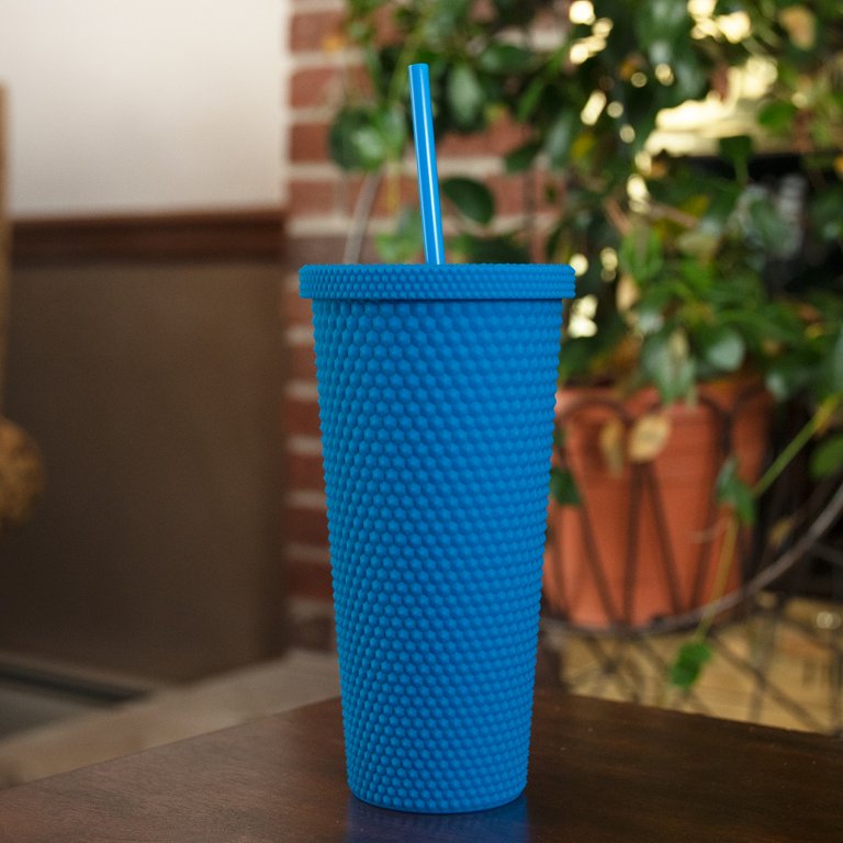 WEST & FIFTH Reusable Cold-Cup Tumbler with Straw and Super Soft Matte  Coating, 24 Ounces, Baby Blue