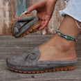 thumbnail image 5 of Bow Backless Loafer Mules for Women Soft Comfortable Dressy Slide on Shoes Women Lightweight Leather Closed Toe Mule Flats, 42, 5 of 9