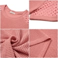 thumbnail image 6 of UVN Summer Blouses for Women Short Sleeve Crewneck Dressy Shirts Ladies Casual Waffle Knit Hollow Out Tunic Tops, 6 of 9