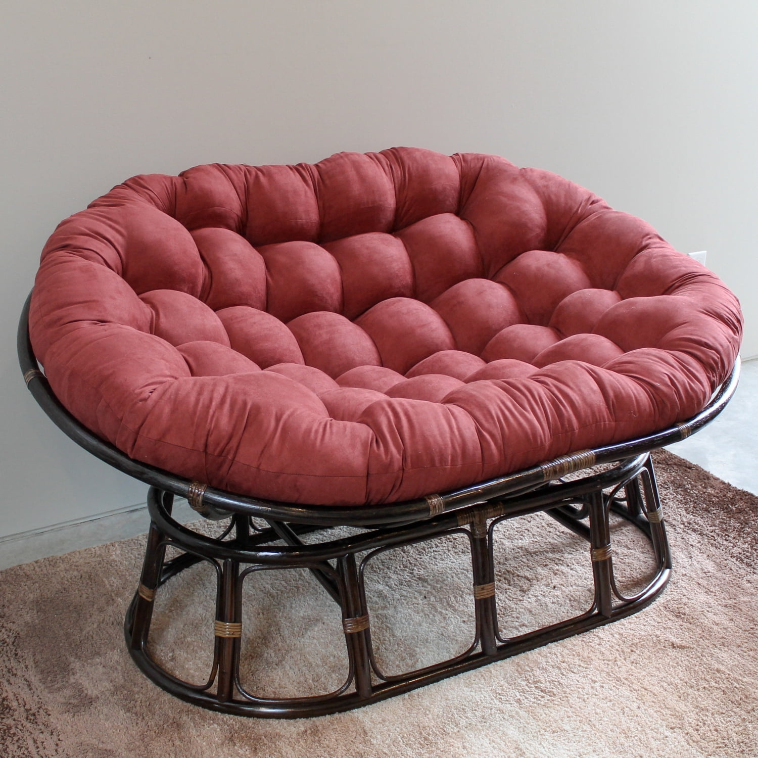 International Caravan Double Papasan With Micro Suede Cushion Colorred Wine Walmartcom Walmartcom