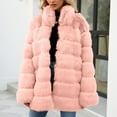 thumbnail image 3 of tklpehg Winter Coats for Women Winter Warm Faux Furry Coat Jacket Loose Leisure Fall Coat Long Sleeve Overcoat Solid Color Outwear Pink S, 3 of 6