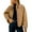 Light Brown, variant on CharmCyan Women’s Casual Button Down Jacket with Gingham Plaid Collar and Cuff Detail Relaxed Fit Lightweight Outerwear Black L