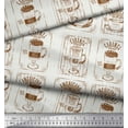 thumbnail image 3 of Soimoi Brown polyester Crepe Fabric Caramel & Americano Coffee Beverages Print Fabric by the Yard 52 Inch Wide, 3 of 3
