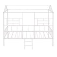 thumbnail image 3 of Metal House Bed with Roof and Windows, Twin Size Platform Bed Frame with Full-Length Guardrails and Ladder, Multifunctional Low Platform Bed Tent Bed, Can Bed Decorated, No Box Spring Needed, White, 3 of 7