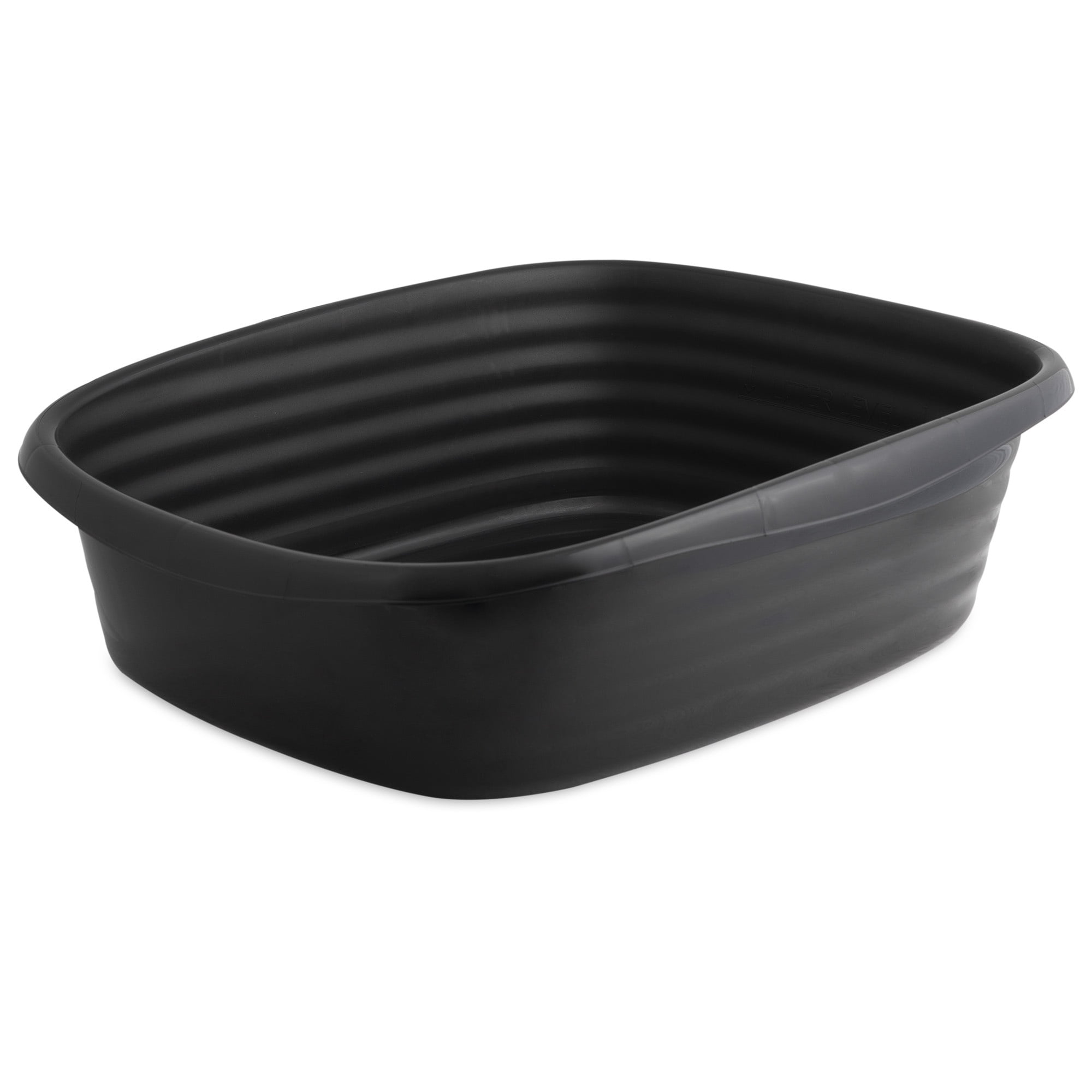 Arm & Hammer Simply Recycled Plastic Open Top Cat Litter Box, Large Cat Litter Pan, Black