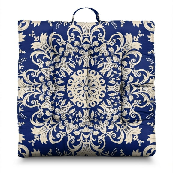 Bohemian Floral Floor Cushion - Oversized Square Meditation Pillow with Paisley Print, Soft & Skin-Friendly Yoga Zabuton for Home Decor