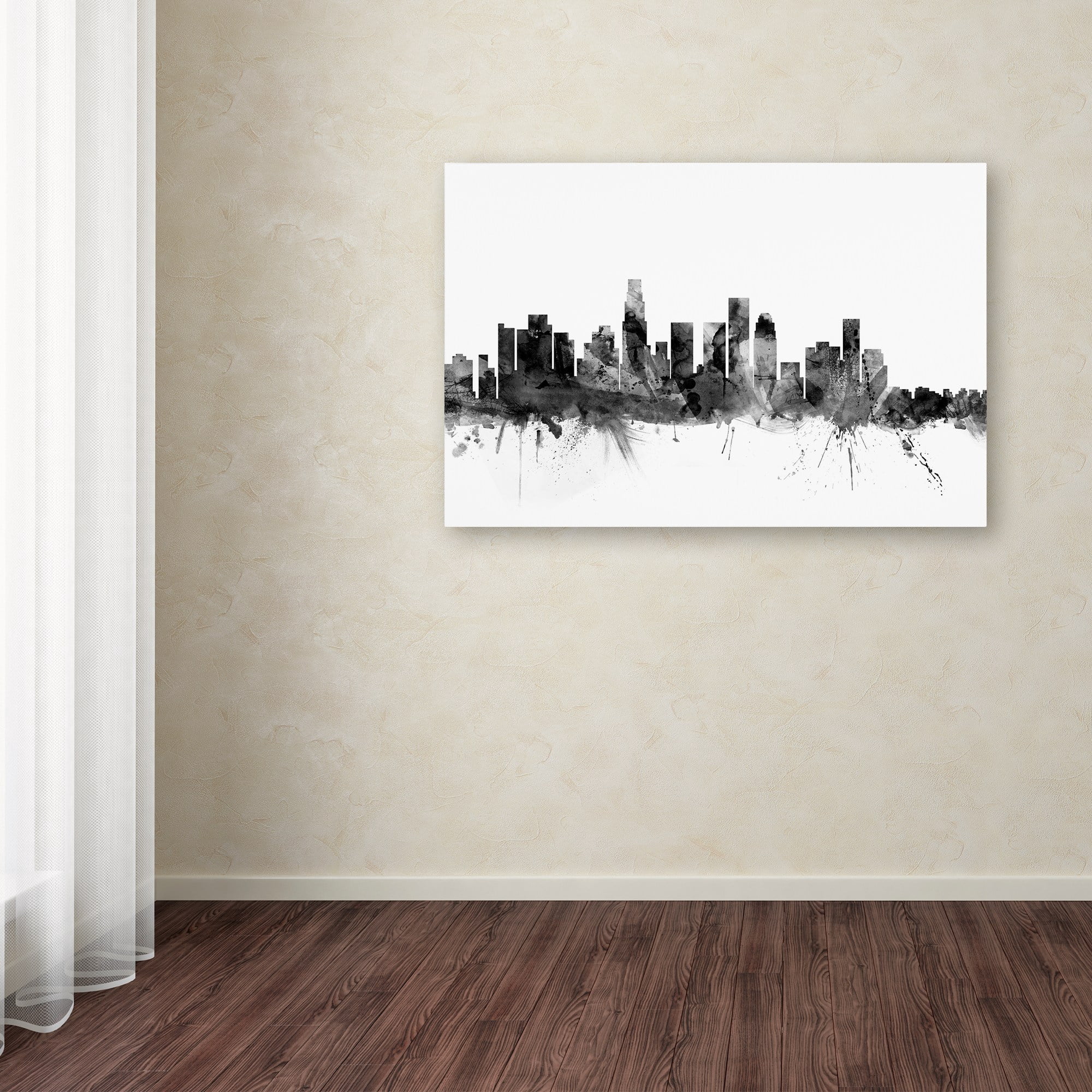 Trademark Fine Art "Los Angeles CA Skyline B&W" Canvas Art by Michael Tompsett