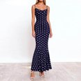 thumbnail image 2 of asdoklhq Spring Summer Dress Spring Dresses Womens Summer Fashion Casual Printed Bodycon Split Dress Maxi Dress Navy M, 2 of 7