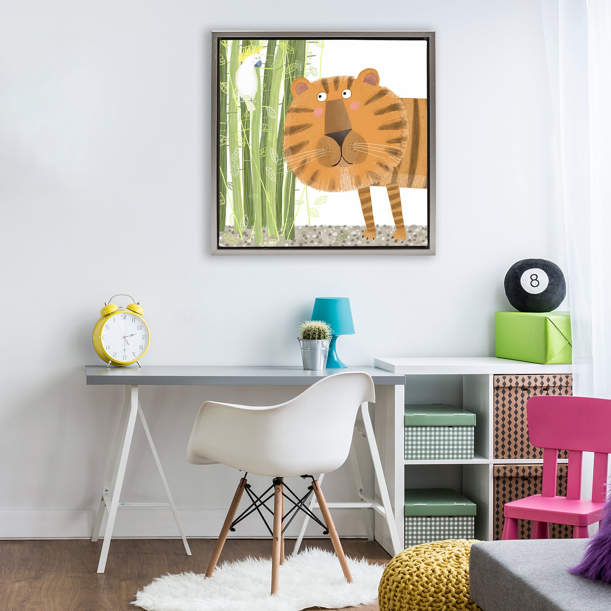 Stupell Industries Bamboo Trees & Tiger Gray Framed Floater Canvas Wall Art, design by Carla Daly