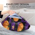 thumbnail image 5 of Satin Pillowcase Envelope Closure Pillow Cover Wrinkle-Resistant & Vibrant Print Purple Plaid and Pumpkins, 5 of 7