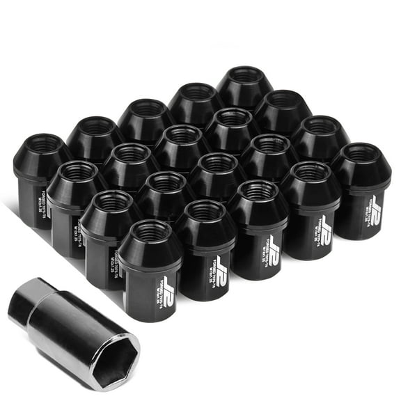 J2 Engineering LN-T7-006-125-BK J2 Engineering 7075 -T6 Forged Aluminum M12 x 1.25 20Pcs 35mm Height Close -End Lug Nut Set w / Socket Adapter Black
